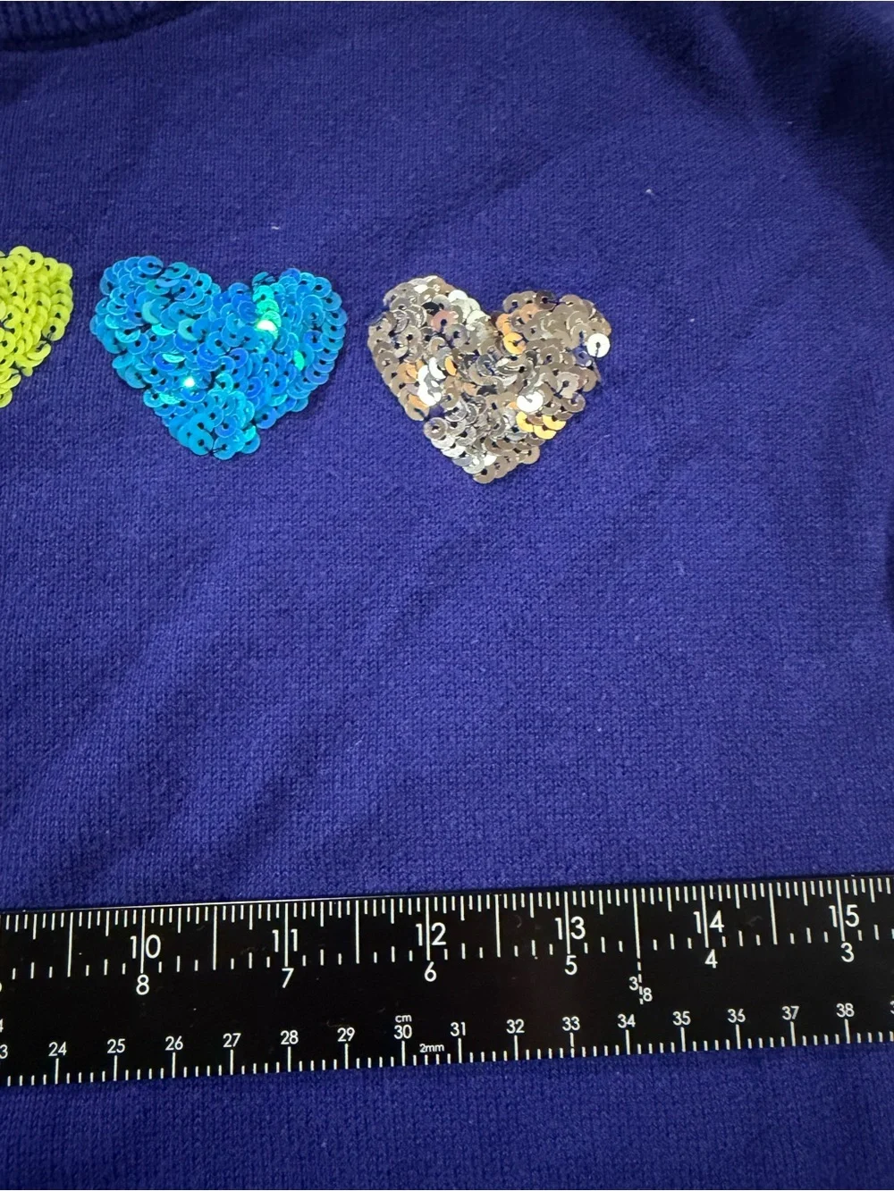 The Children's Place Royal Blue Sequin Heart Sweater with Rainbow Stripes
